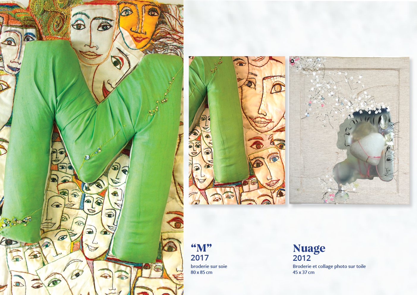 Barbara Thaden.
“M”
2017 
broderie sur soie
80 x 85 cm