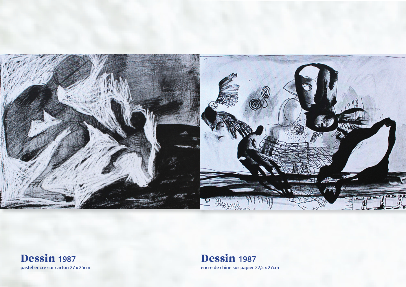 Barbara Thaden. Dessin 1987 
pastel encre sur carton 27 x 25cm